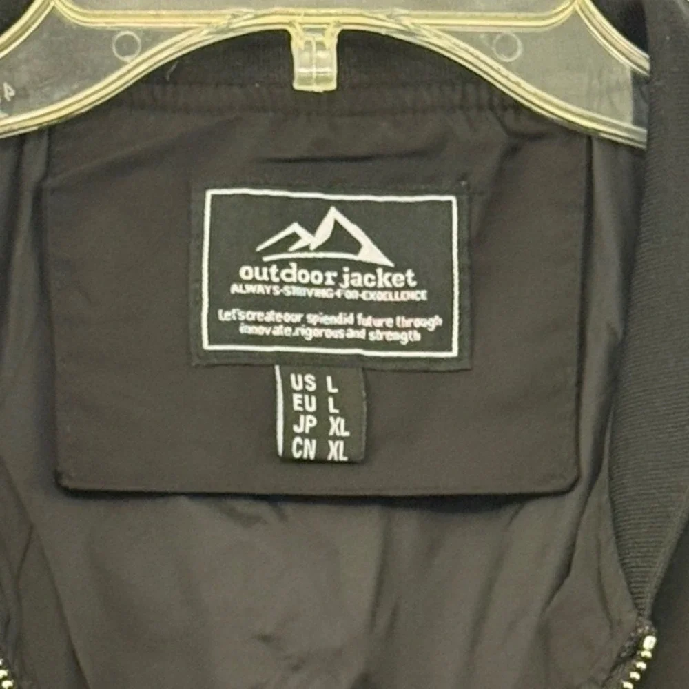 Men's Black Bomber Jacket Lightweight Zip Up Casual Outdoor Coat size‎ Large